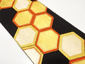 アンティーク　亀甲模様織出し袋帯（着用可）